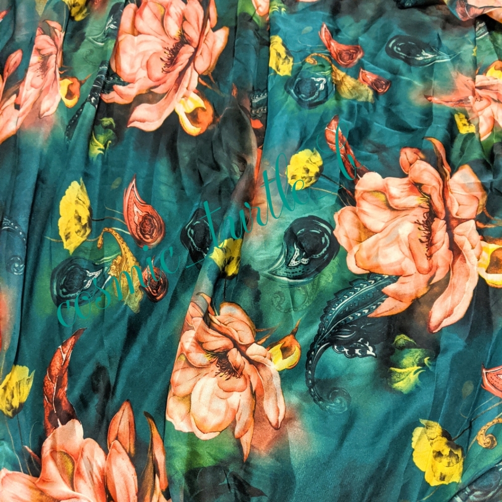 New Bohemian 3n1 Rose Garden pleated Maxi Skirt - Picture 2 of 6